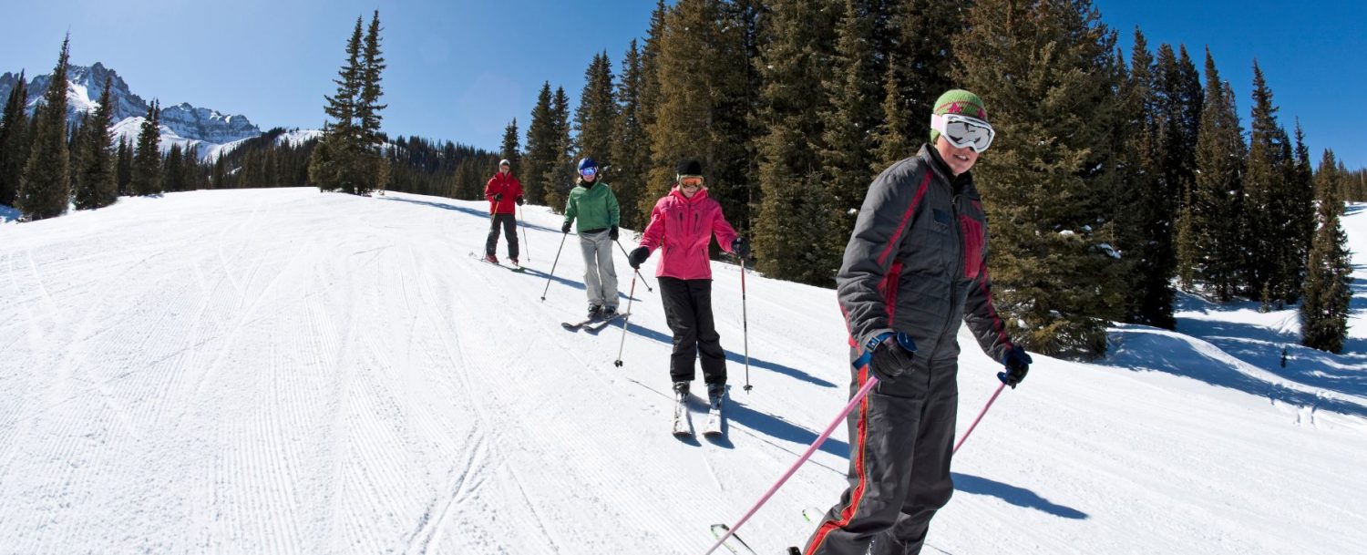 ski school on a mountain slope