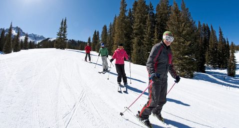 ski school on a mountain slope